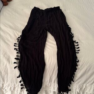 Black Fringe Pants